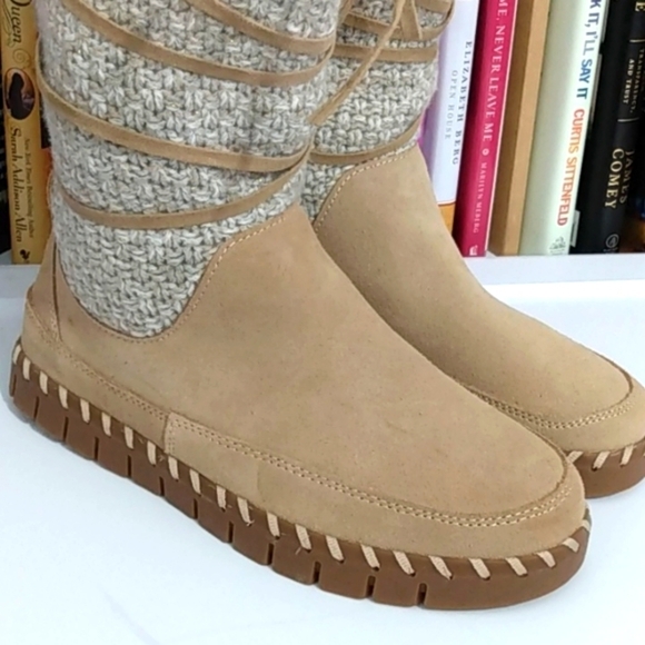 MUK LUKS SUEDE FUR LINED SLIP RESISTANT MEMORY FOAM WATER REPELLENT BOOTS SZ 7 - Picture 3 of 11